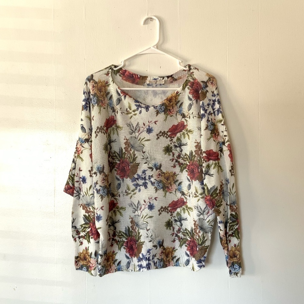 𝅺ANNA Melani Knitted Floral Sweater
